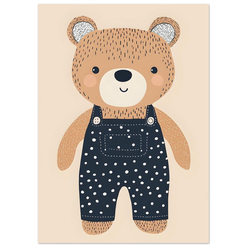 Artfulprints  Stoere beer in tuinbroek   poster 50x70 cm - vtwonen shop