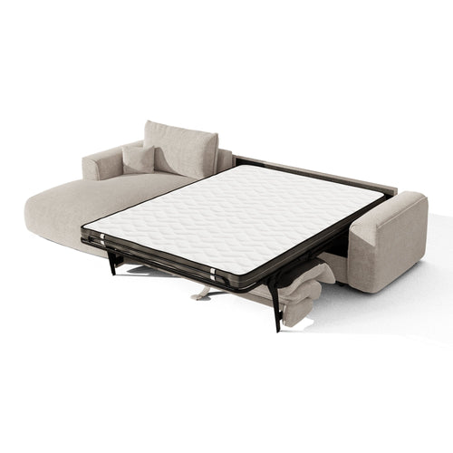 Premium Interiors - Linkerhoekbank met snelle uitklapfunctie COMO - bouclé-stof beige 300cm