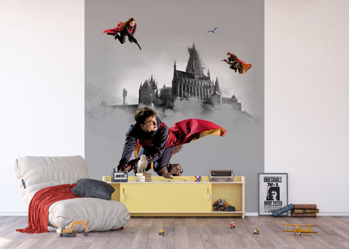 Sanders & Sanders fotobehang Harry Potter Zweinstein grijs en rood - 270 x 225 cm - 601208