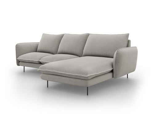 Cosmopolitan Design rechter hoekbank Vienna 5-zits, structurele stof, lichtgrijs - 170x255x95cm
