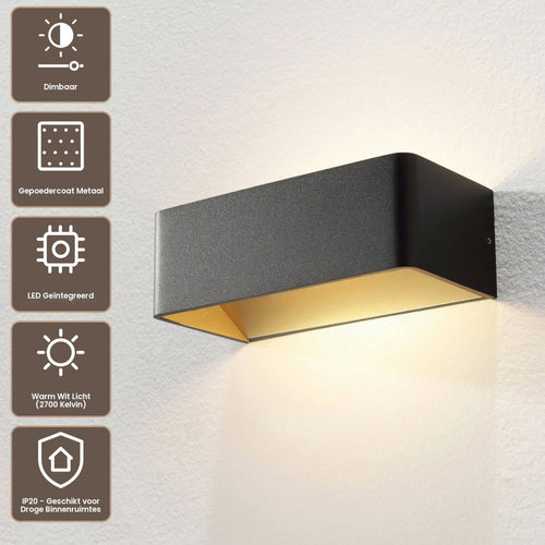 Artdelight Wandlamp Mainz - Zwart/Mat Goud