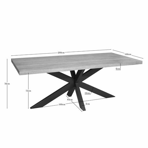 Starfurn Eettafel Dakota - Rechthoekig Naturel Hout - 200x100x76cm