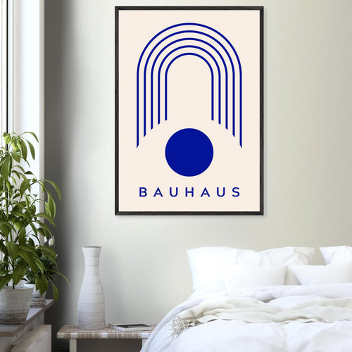 Artfulprints Poster met Lijst Bauhaus - Blue arches   - 50x70 cm - Blauw