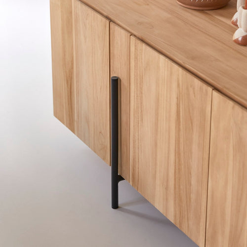 Tikamoon Lage buffetkast van massief teakhout 165 cm - Naturel - vtwonen shop