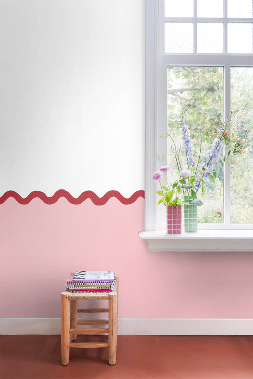 ESTAhome fotobehang lambrisering roze en rood - 2.5 x 2.79 m - 159528 - vtwonen shop