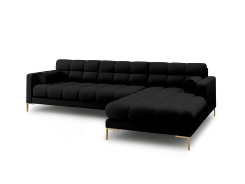 Cosmopolitan Design rechter hoekbank Bali 5-zits, structurele stof, zwart - 185x293x75cm