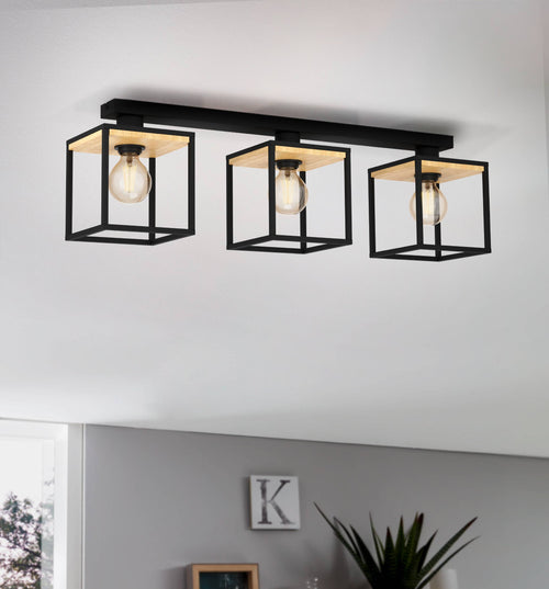 EGLO plafondlamp Libertad - e27 - 86 cm - zwart/bruin - vtwonen shop