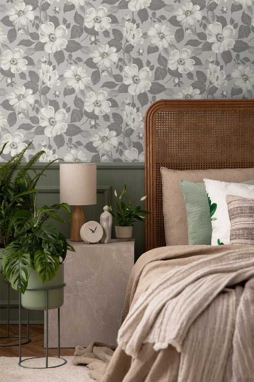 Borastapeter behang bloemen grijs - 53 cm x 10.05 m - 660538 - vtwonen shop