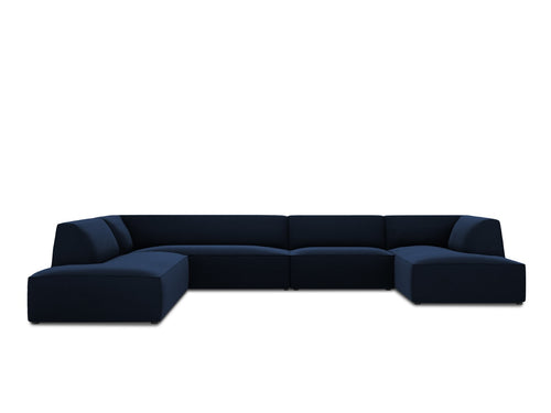 Micadoni Panoramische hoekbank links Ruby 7-zits, flueel, koningsblauw - 273x366x69cm