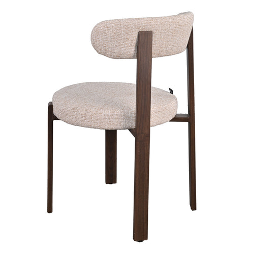 DÉJA Living Eetkamerstoel Lagan - Beige/Walnoot Stof - Set van 2 - vtwonen shop
