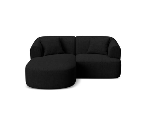 Cosmopolitan Design Modulaire hoekbank links Campi 3-zits, structurele stof zwart - 156x180x70cm