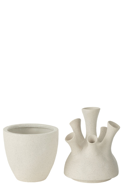 J-Line vaas Koraal - keramiek - wit - large - 29.5 cm hoog - vtwonen shop