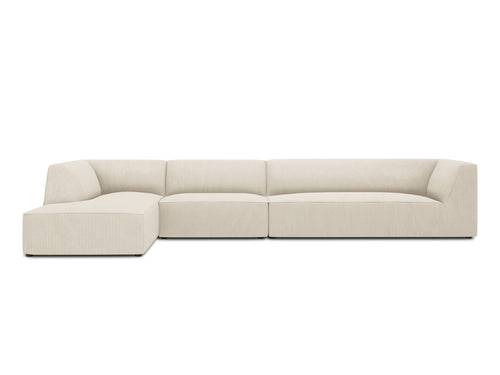 Micadoni linker hoekbank Ruby 5-zits, ribfluwelen, lichtbeige - 180x366x69cm