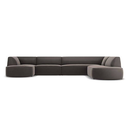 Cosmopolitan Design - Panoramische hoekbank Siena 7-zits, flueel donkergrijs - 273x366x69cm