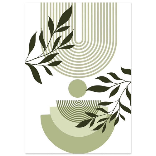 Artfulprints Poster met Lijst Boho – Green curve   - 30x40 cm - Groen