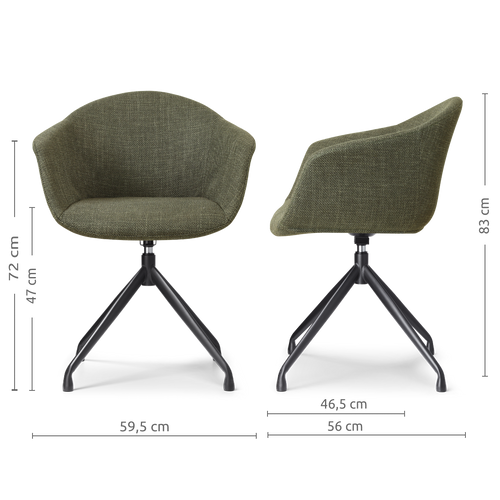 Nolon Nola-Otis draaibare eetkamerstoel forestgroen - zwart onderstel