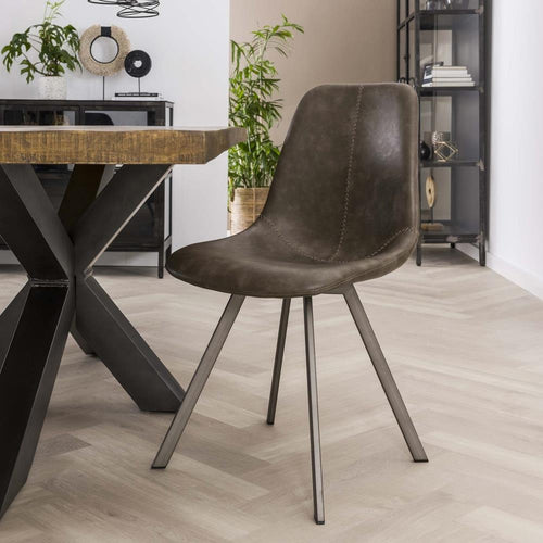 Giga Meubel Eetkamerstoel Zig-Zag - Taupe Kunstleer - Set van 4