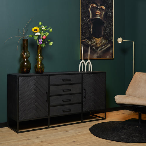 StarFurn Dressoir New York - Zwart Hout - 165x45x85cm