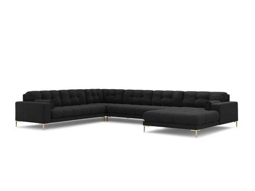 Cosmopolitan Design Panoramische hoekbank links Bali 7-zits, structurele stof, donkergrijs - 256x327x75cm