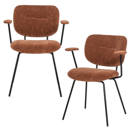 WOOOD eetkamerstoel armleuning roestbruin Brint - Set Van 2 - 80x63x58