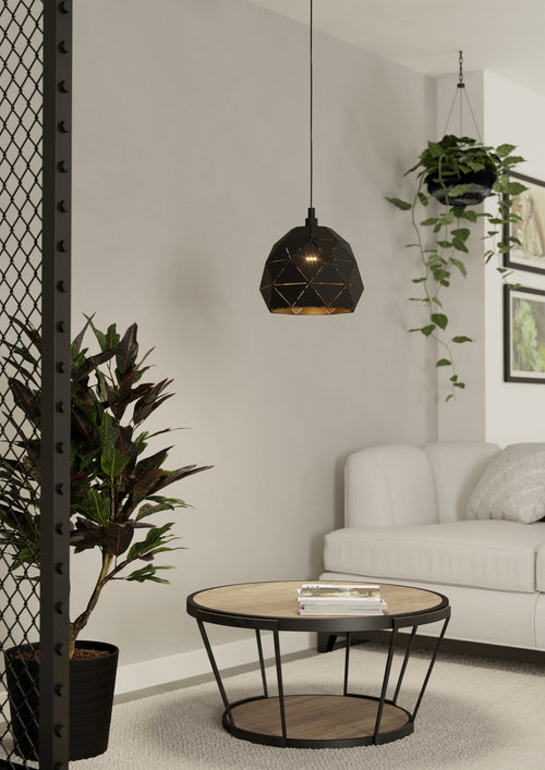 EGLO hanglamp Roccaforte - e27 - ø30 cm - zwart/goud - vtwonen shop