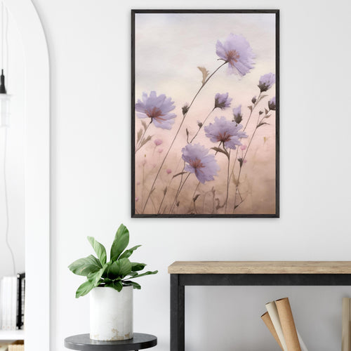 Artfulprints Poster met Lijst Flower aquarel 2   - 50x70 cm - Roze