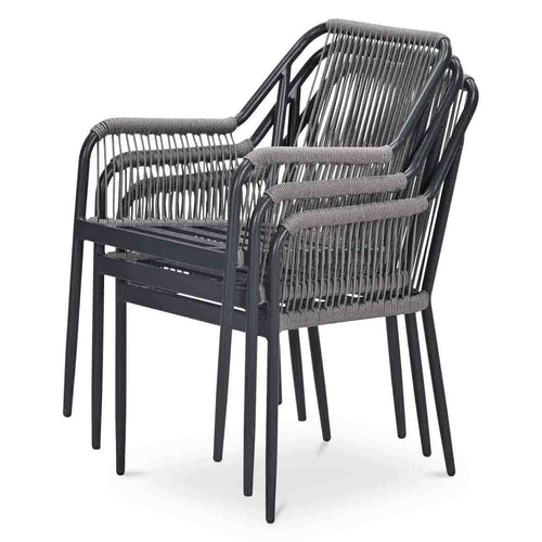 Garden Impressions Raxa tuinstoelen set van 4 – carbon black / rope taupe