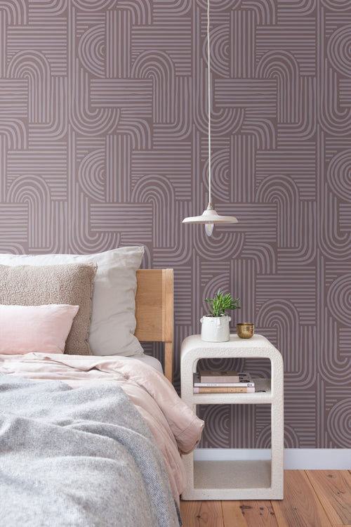ESTAhome behang grafisch 3D motief mauve paars - 50 x 900 cm - 131487