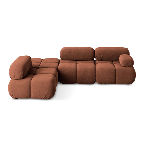 LaMiaSofa hoekbank links Sanremo - chenille stof - terracotta - 285x190x70