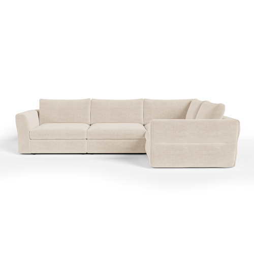 Sia Home - Modulaire rechte hoekbank NEST - Zacht aanvoelende geweven stof - Beige - 307cm