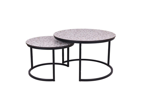 MaximaVida ronde salontafel set Lucca 58 en 45 cm - HPL terrazzo look - vtwonen shop