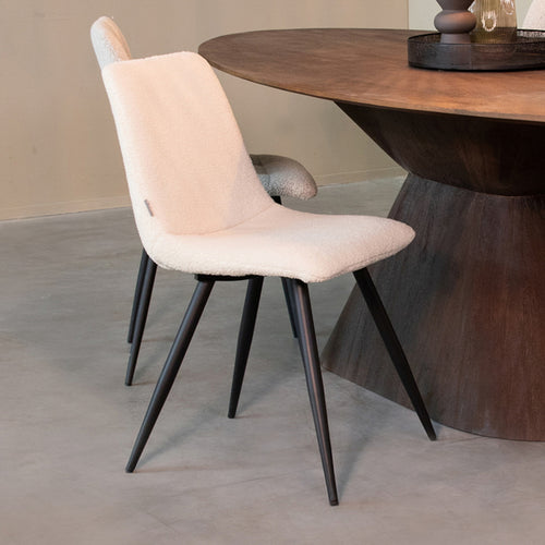 LABEL51 Eetkamerstoel Jep - Ivoor Teddy - Zithoogte 48cm - Set van 2 - vtwonen shop