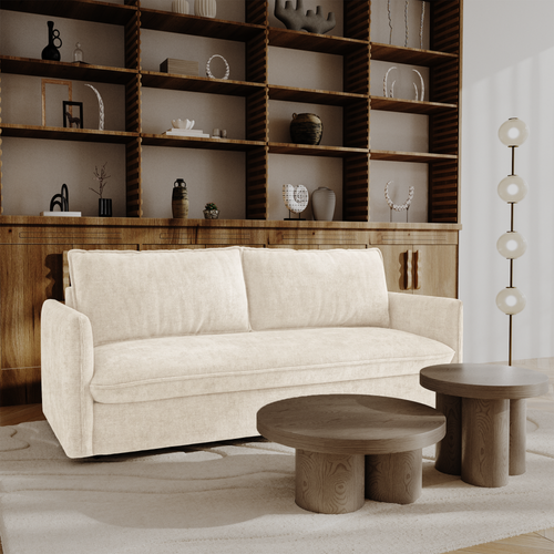Premium Interiors - Express-slaapbank AVA - gewaafd fluweel crème 178cm