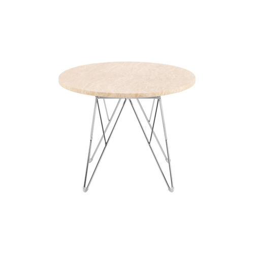 Rebellenclub Salontafel Broome - ø55 - Travertin Look Met Chrome Poten - vtwonen shop