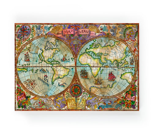 Canvas 60x40 Afdruk Kleurrijke Wereldkaart