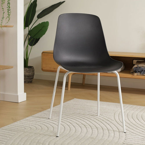 Nolon Nora-Pip Eetkamerstoelen Set van 2 - Zwart - Wit Onderstel - vtwonen shop
