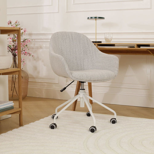 Nolon Nout-Mae Bureaustoel Beige Gemêleerd- Armleuning - Wit Onderstel - vtwonen shop
