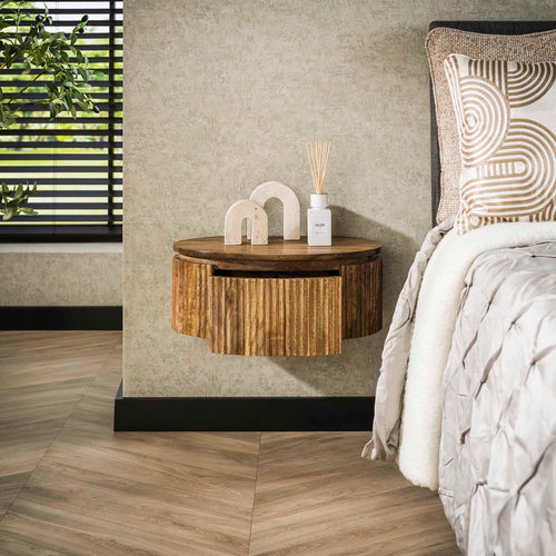 Giga Meubel Zwevend Nachtkastje Wave - Hout - 50x35x20cm