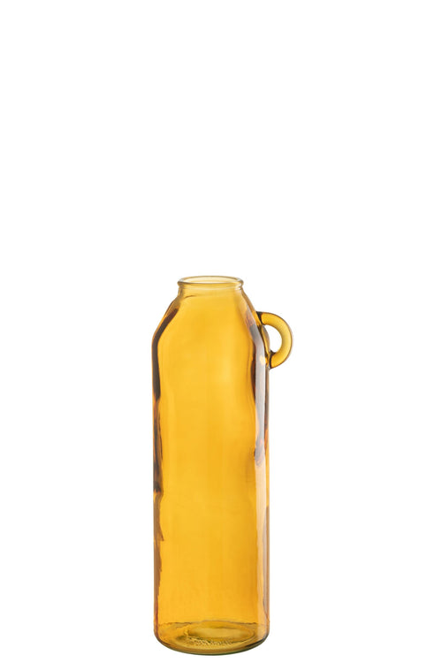 J-Line vaas Handvat Cilinder - glas - oker - large - 45 cm hoog