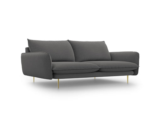 Cosmopolitan Design Bank Vienna 4-zits, structurele stof, donkergrijs - 92x230x95cm