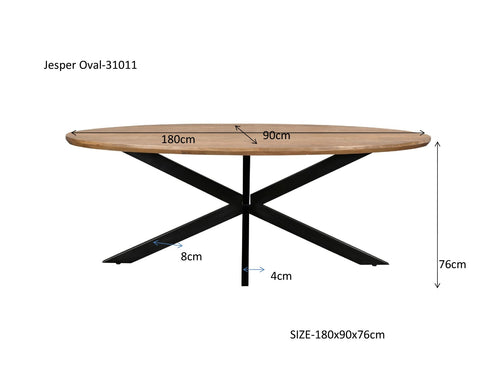 Livingfurn eetkamertafel Jesper Oval - 160 cm - mangohout