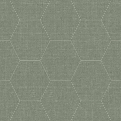 ESTAhome behang hexagon vergrijsd olijfgroen - 53 cm x 10.05 m - 148751 - vtwonen shop