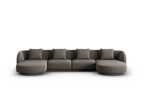 Cosmopolitan Design Panoramische bank Tulum 5-zits, chenille, grijs - 156x330x70cm