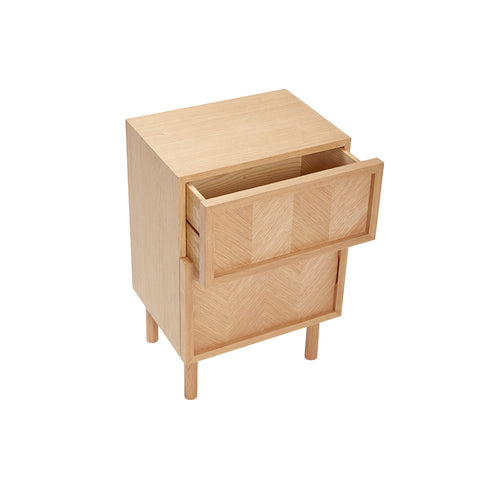 Hübsch nachtkastje Herringbone - mdf/eikenfineer/eikenhout - 40x30xh60cm - vtwonen shop