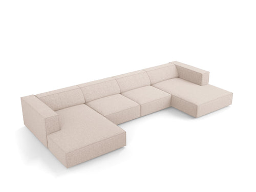 Cosmopolitan Design Panoramische bank Arendal 6-zits, chenille, beige - 166x364x70cm