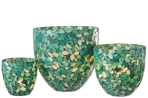 J-Line windlicht Mozaiek - glas - azuur - large - vtwonen shop