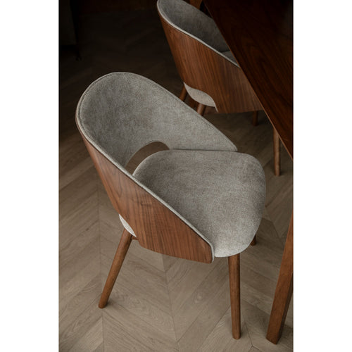 Dutchbone Velore Eetkamerstoel Walnoot/ Beige