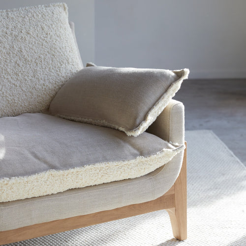 Tikamoon 3-zitsbank van massief eikenhout en linnen - Beige - vtwonen shop