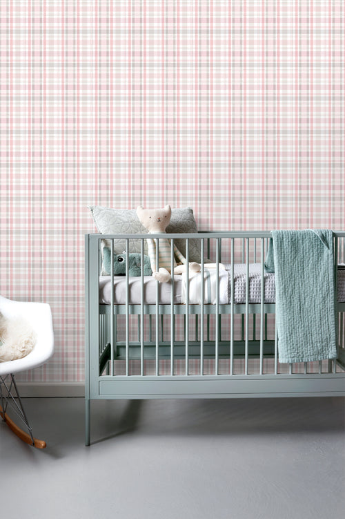 ESTAhome behang ruiten licht roze - 53 cm x 10.05 m - 138953