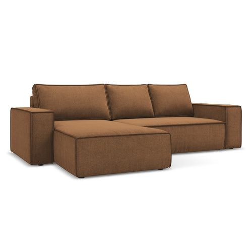 LaMiaSofa hoekbank links Livorno - textuurstof - terracotta - 290x185x82